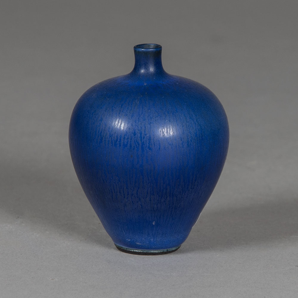 Berndt Friberg for Gustavsberg, Sweden, miniature vase with blue haresfur glaze H1600