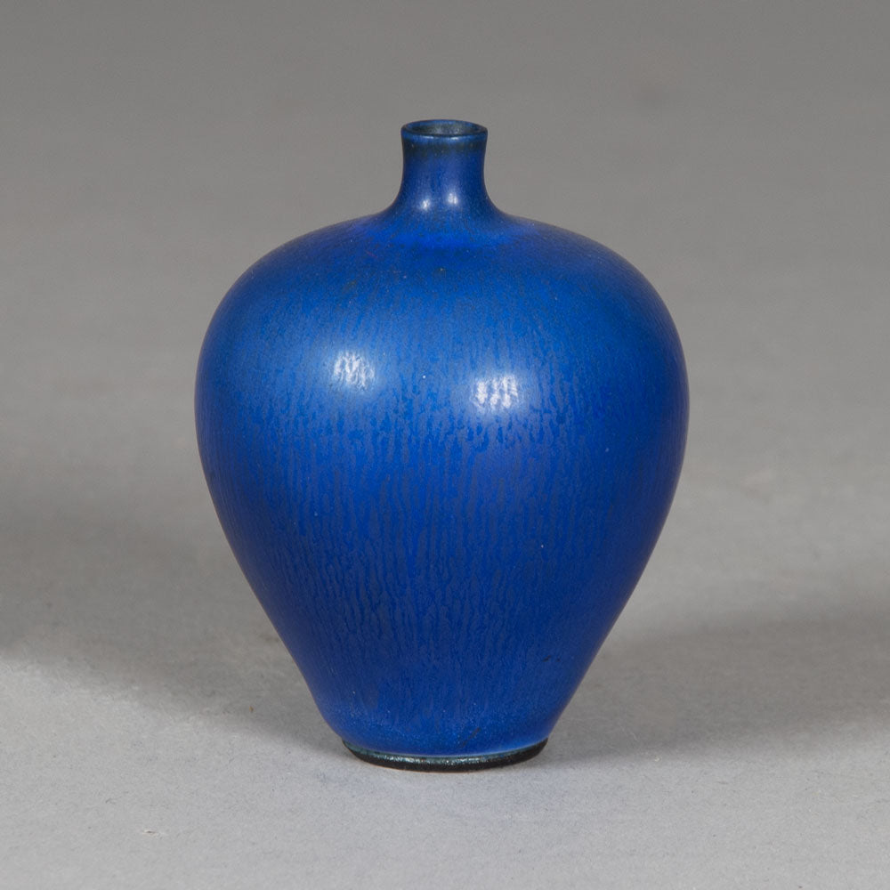 Berndt Friberg for Gustavsberg, Sweden, miniature vase with blue haresfur glaze H1600
