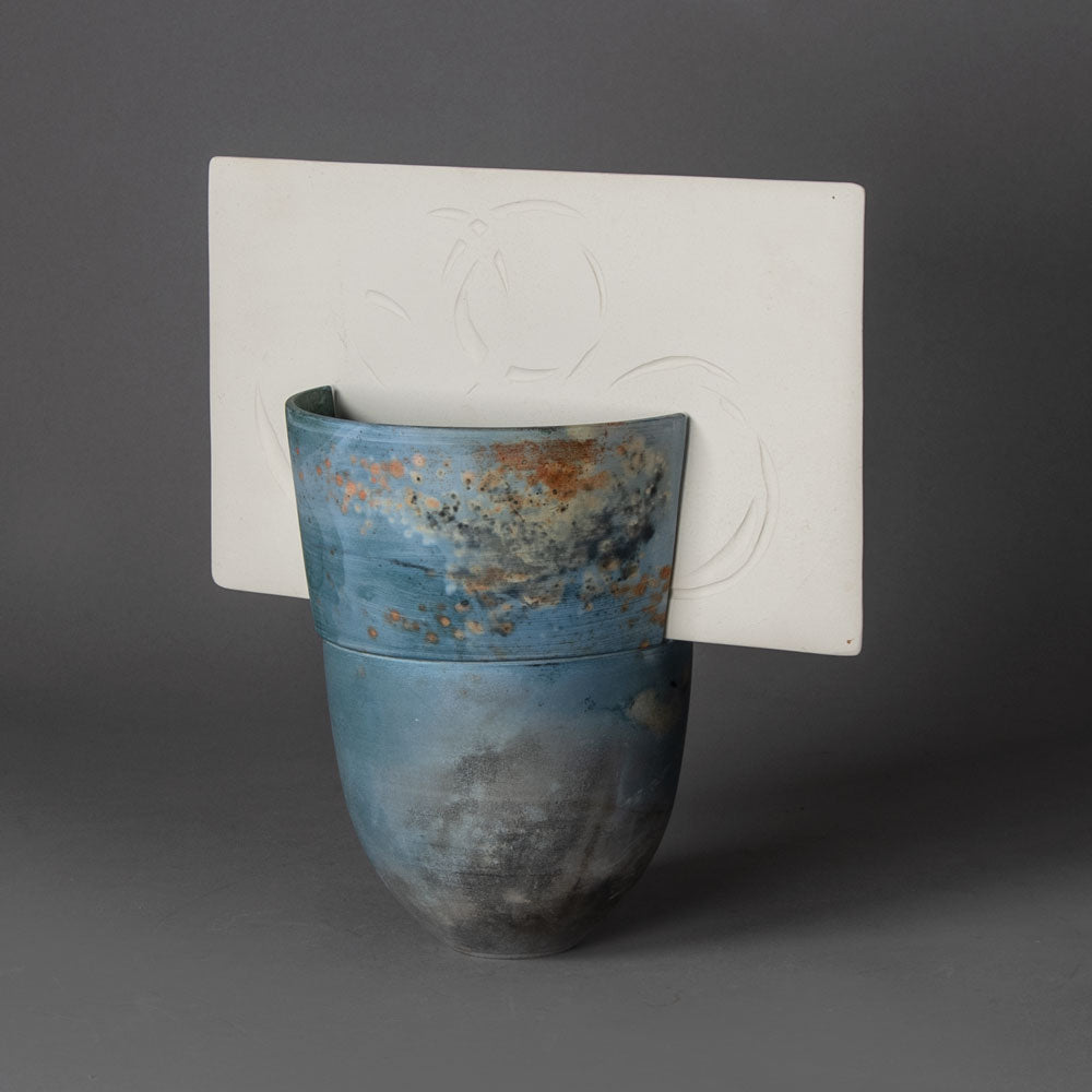 Patty Wouters, The Netherlands, "Moving Circles" porcelain two-piece sculptural vessel H1570