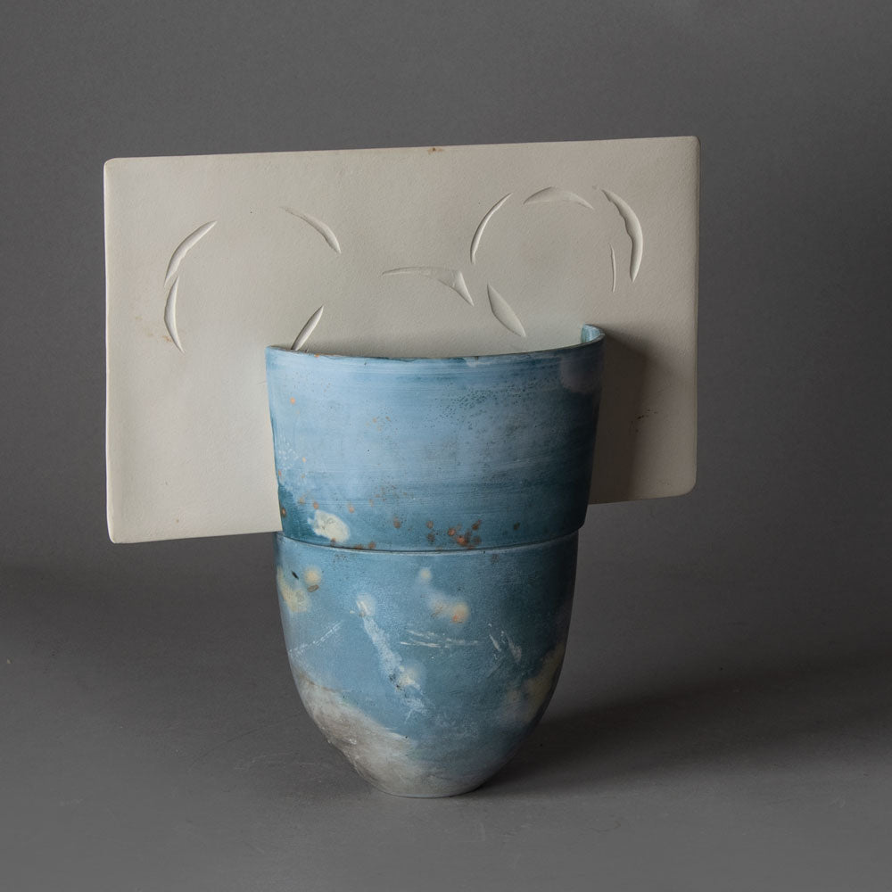 Patty Wouters, The Netherlands, "Moving Circles" porcelain two-piece sculptural vessel H1570