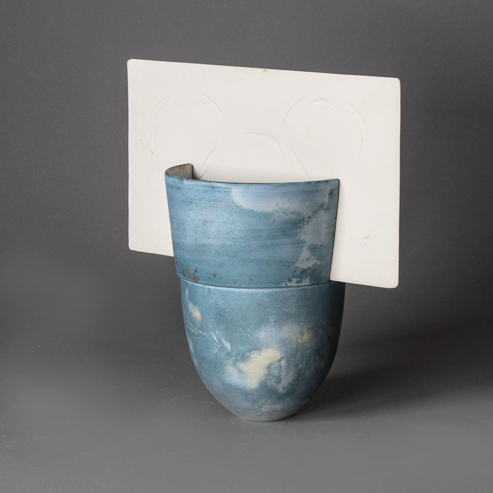 Patty Wouters, The Netherlands, "Moving Circles" porcelain two-piece sculptural vessel H1570