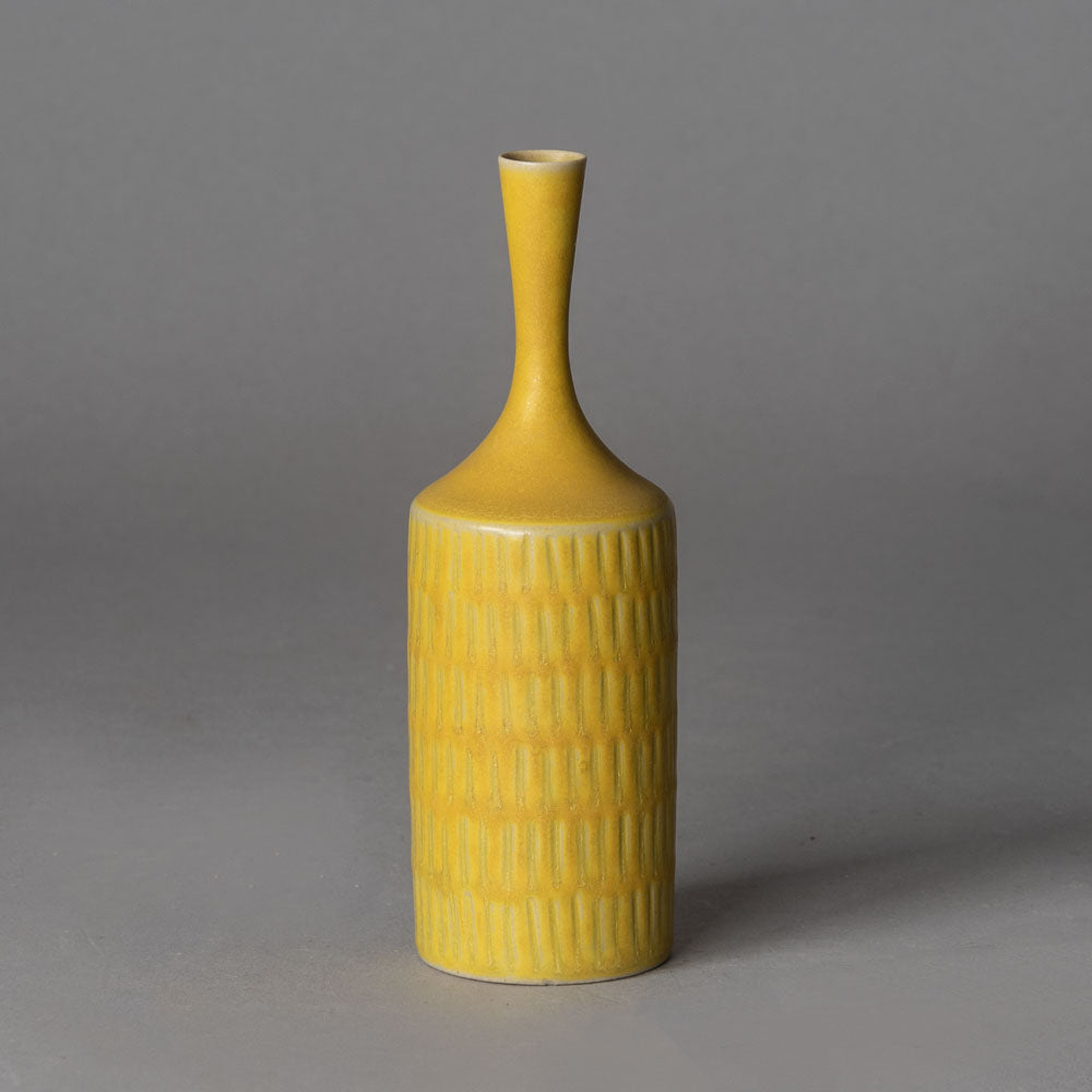 Stig Lindberg for Gustavsberg, unique stoneware vase with yellow matte glaze J1070