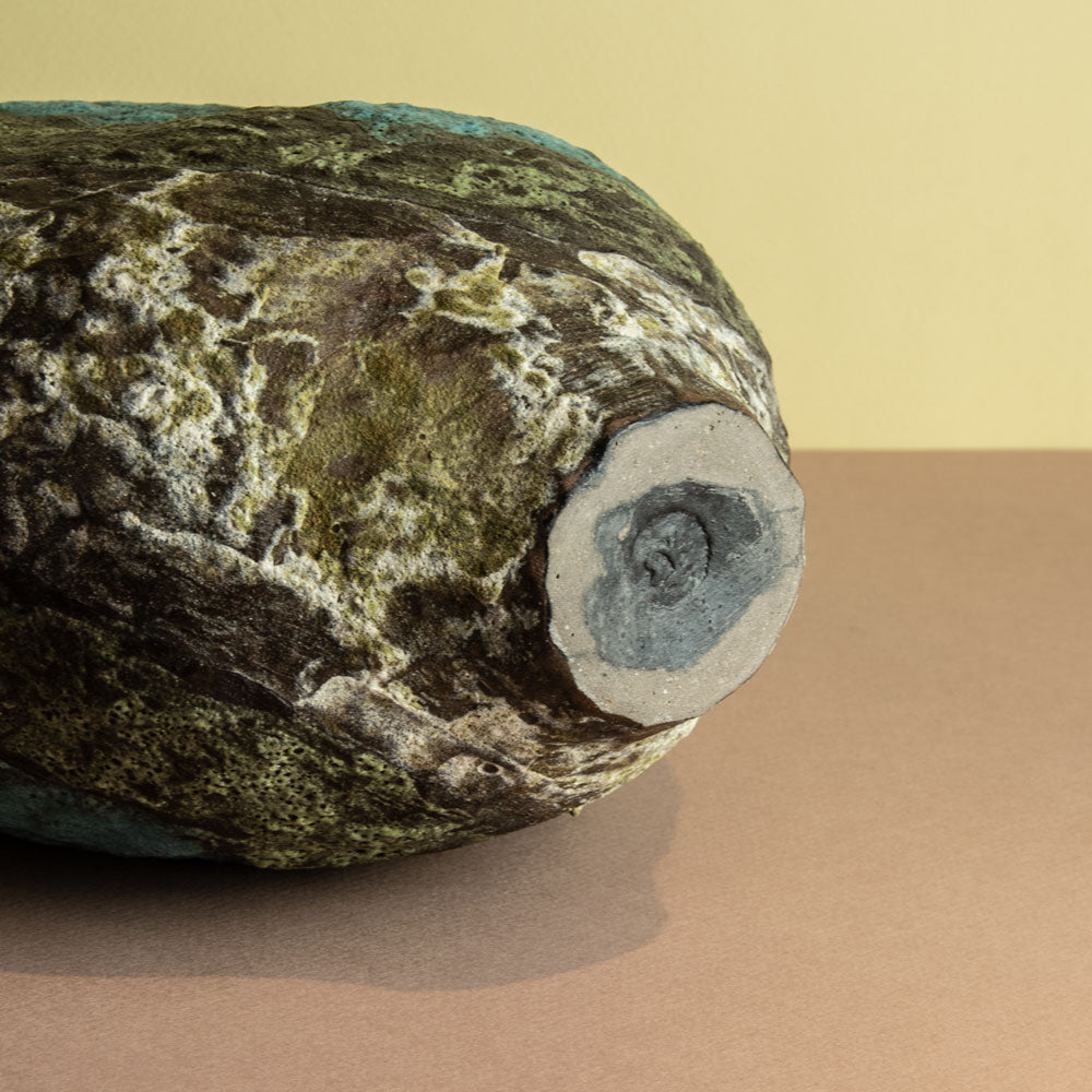 Julian King-Salter, UK, unique coil-built stoneware vessel with volcanic glaze