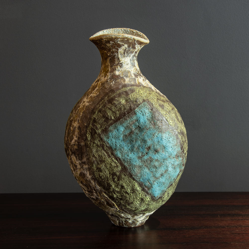 Julian King-Salter, UK, unique coil-built stoneware vessel with volcanic glaze