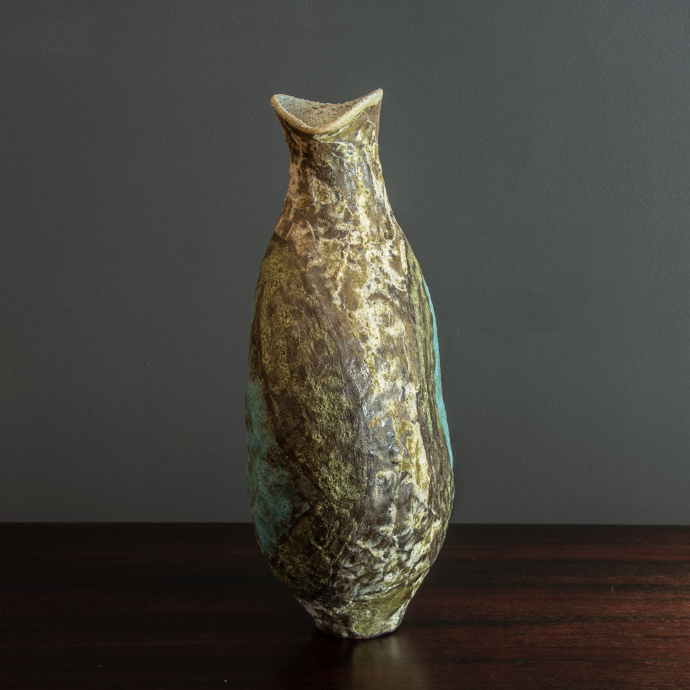 Julian King-Salter, UK, unique coil-built stoneware vessel with volcanic glaze