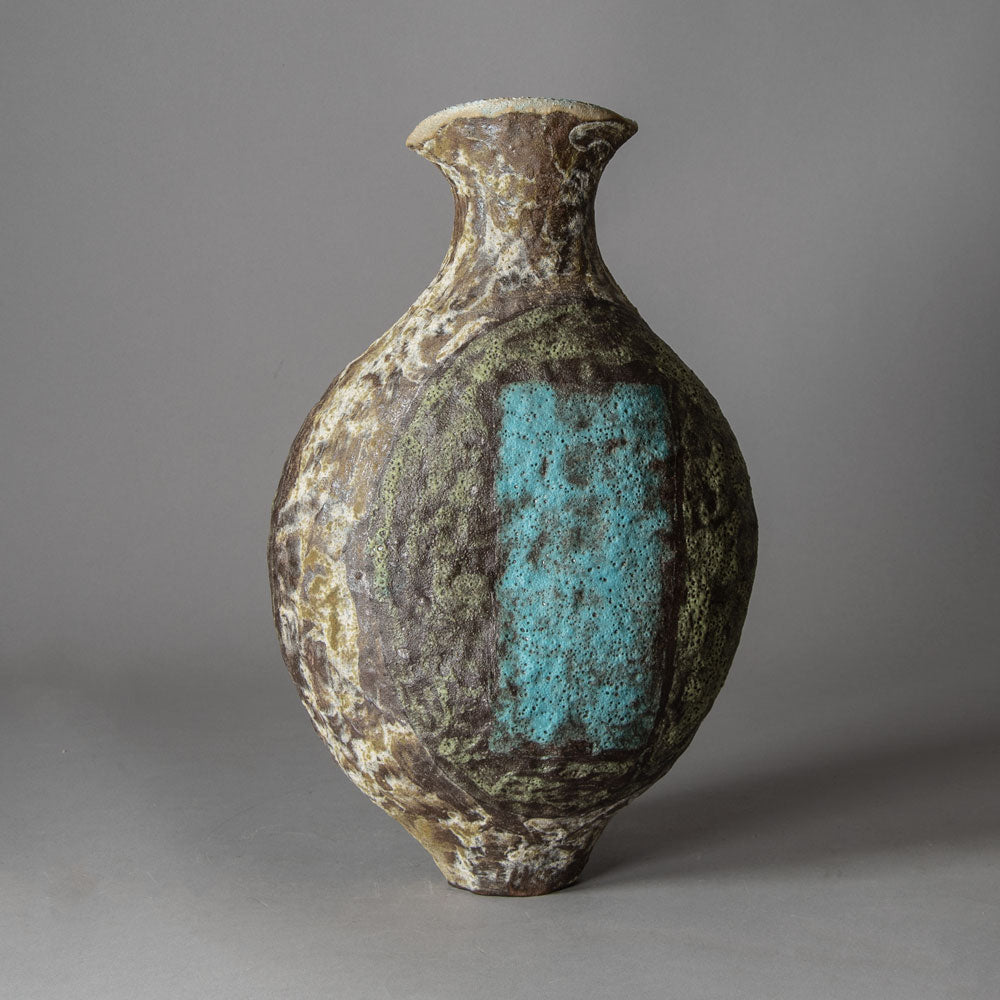 Julian King-Salter, UK, unique coil-built stoneware vessel with volcanic glaze