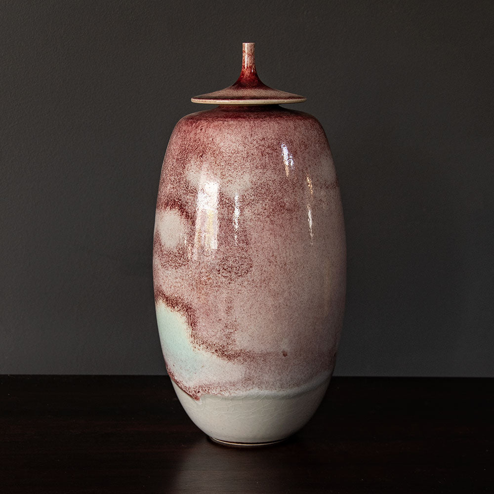 Large stoneware lidded jar by Johan Broekema A2158