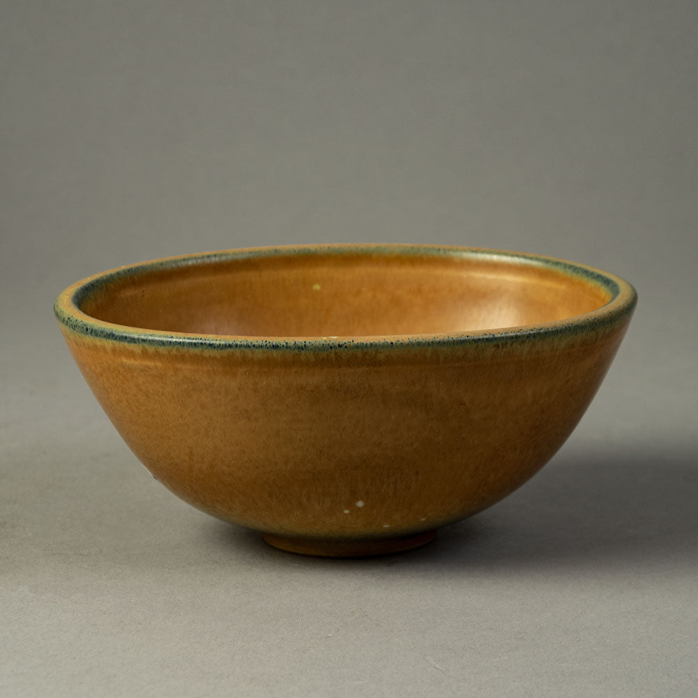 Gunnar Nylund for Rorstrand, stoneware bowl with yellow ochre matte glaze A1226