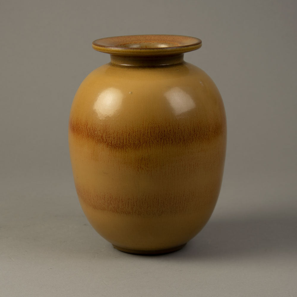 Gunnar Nylund for Rörstrand, Sweden, stoneware vase with yellow ochre glaze G9425