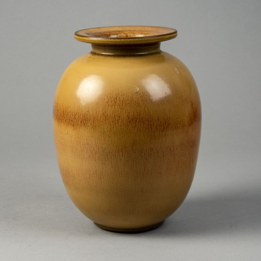 Gunnar Nylund for Rörstrand, Sweden, stoneware vase with yellow ochre glaze G9425