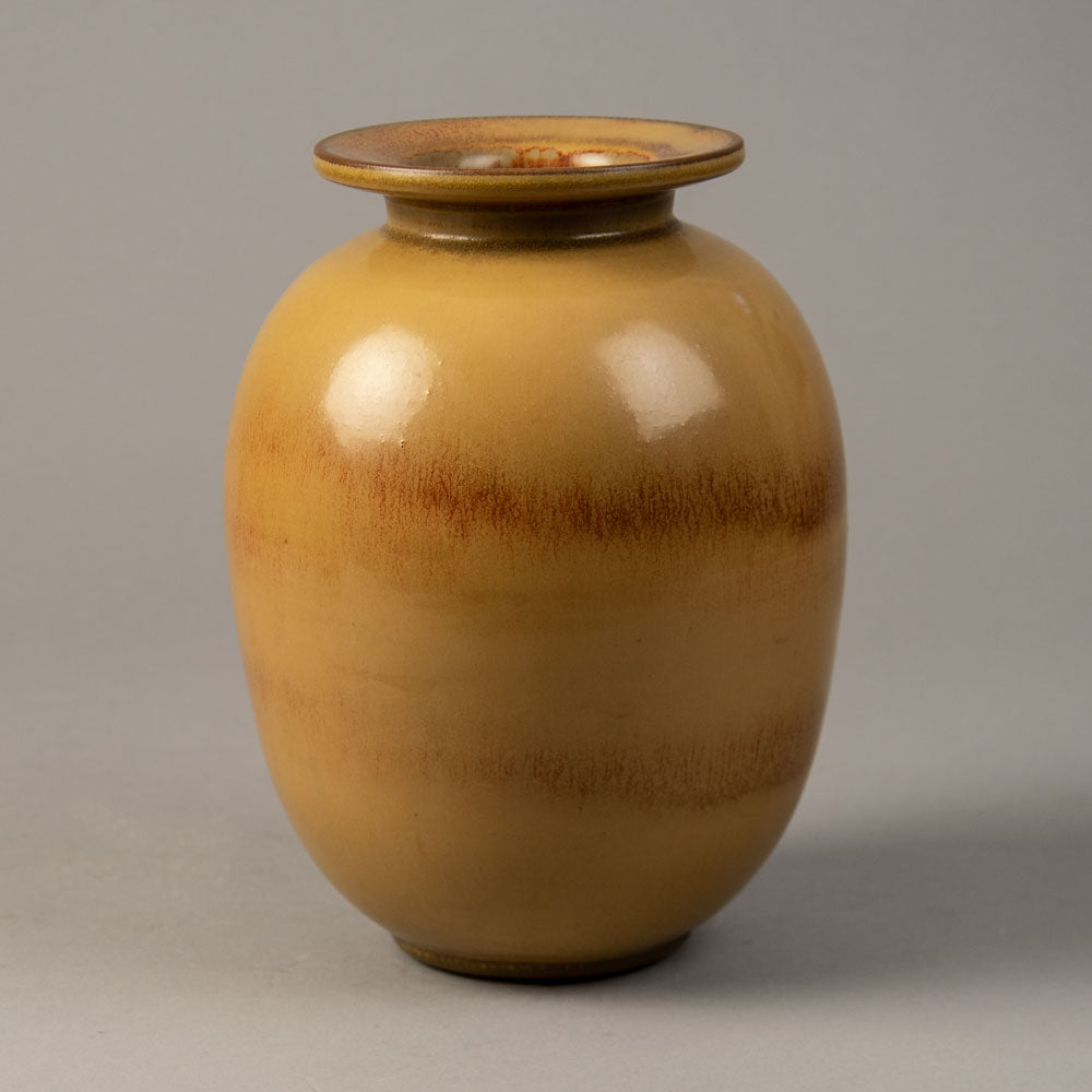 Gunnar Nylund for Rörstrand, Sweden, stoneware vase with yellow ochre glaze G9425