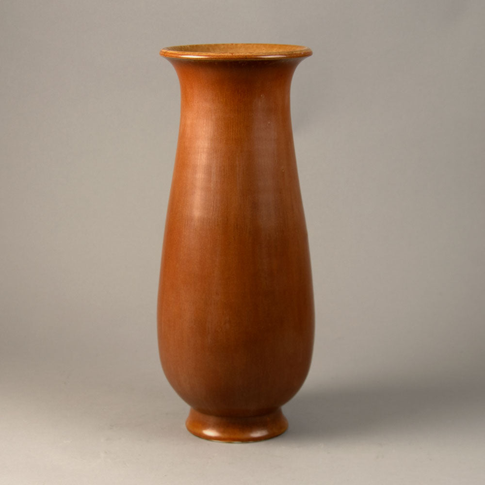 Gunnar Nylund for Rörstrand, Sweden, stoneware vase with reddish brown glaze G9015