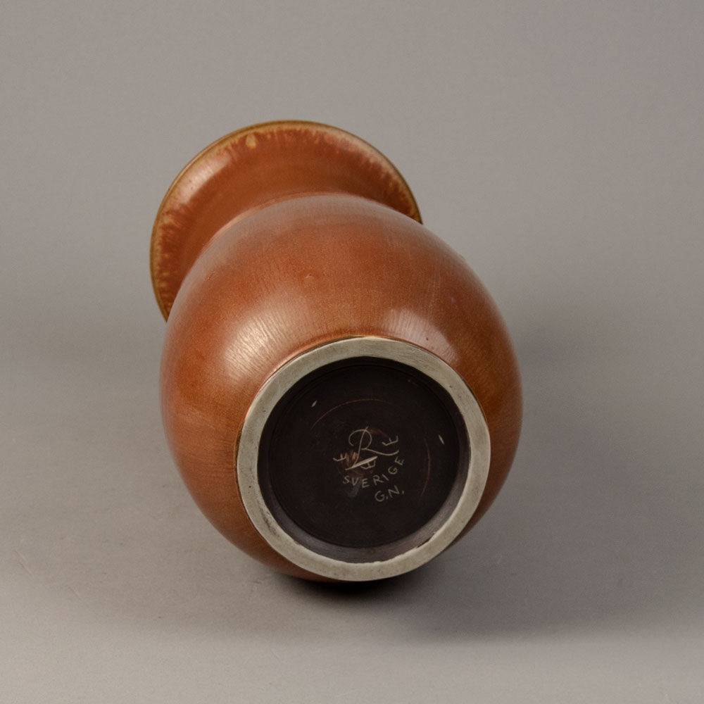 Gunnar Nylund for Rörstrand, Sweden, stoneware vase with reddish brown glaze G9015