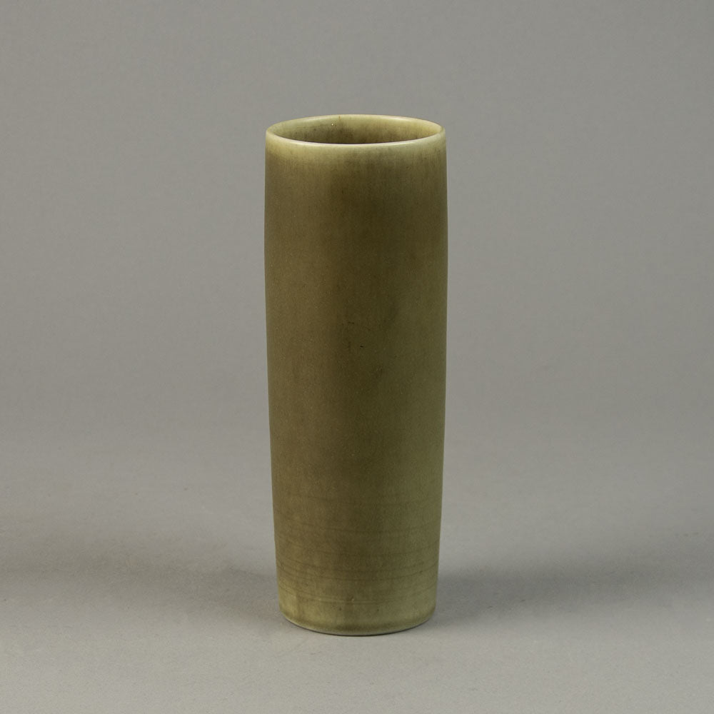 Per Linnemann-Schmidt for Palshus cylindrical vase with olive haresfur glaze N9036