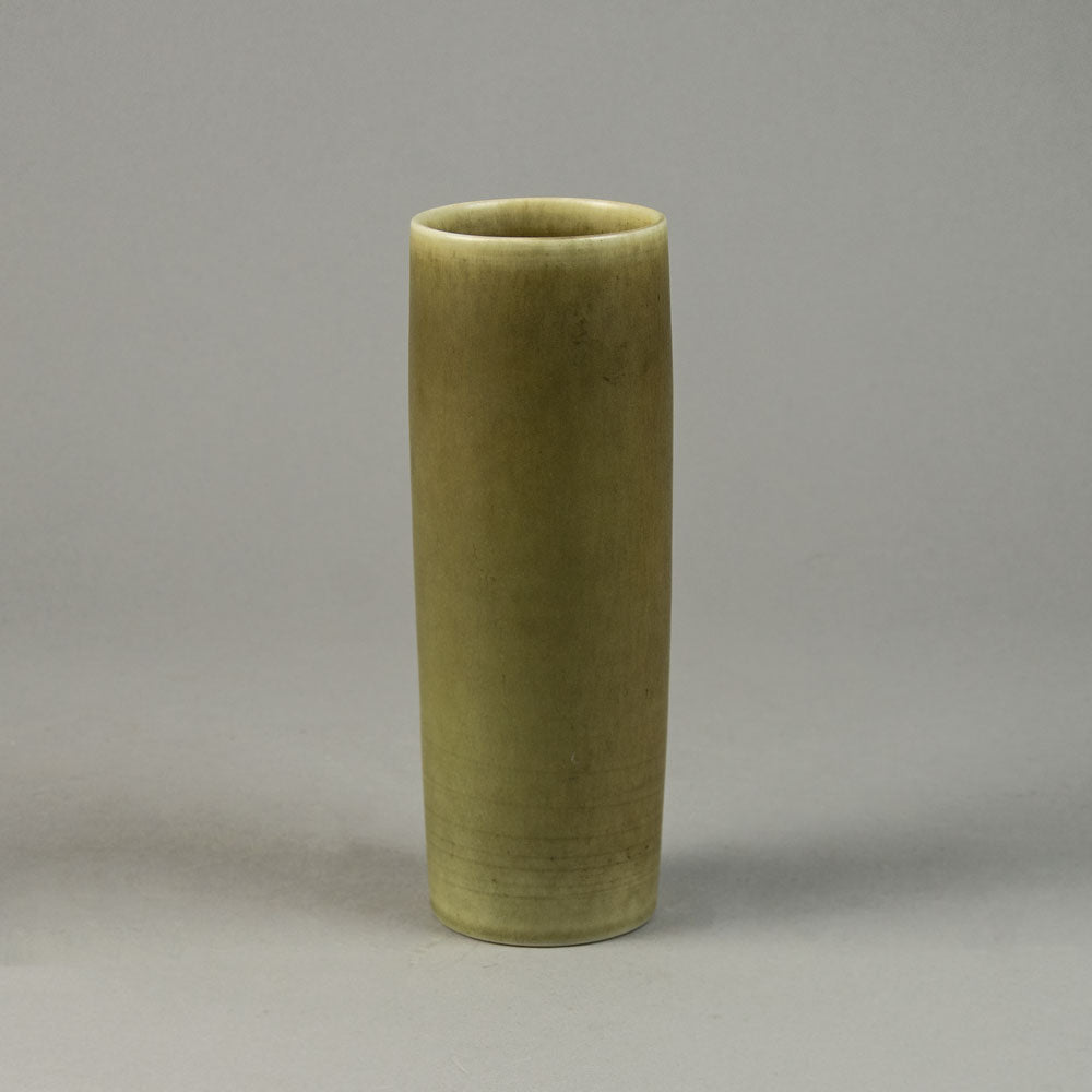 Per Linnemann-Schmidt for Palshus cylindrical vase with olive haresfur glaze N9036