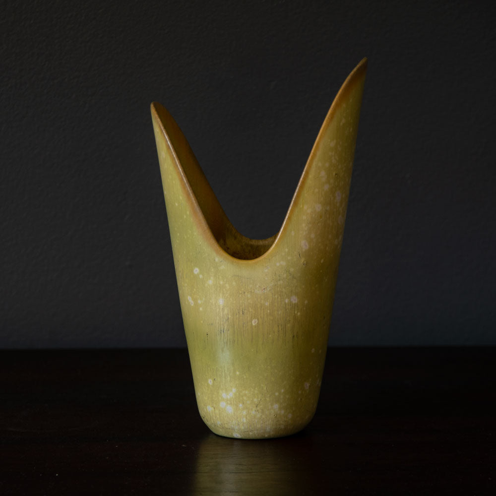 Gunnar Nylund for Rorstrand, asymmetrical vase with yellow glaze H1098