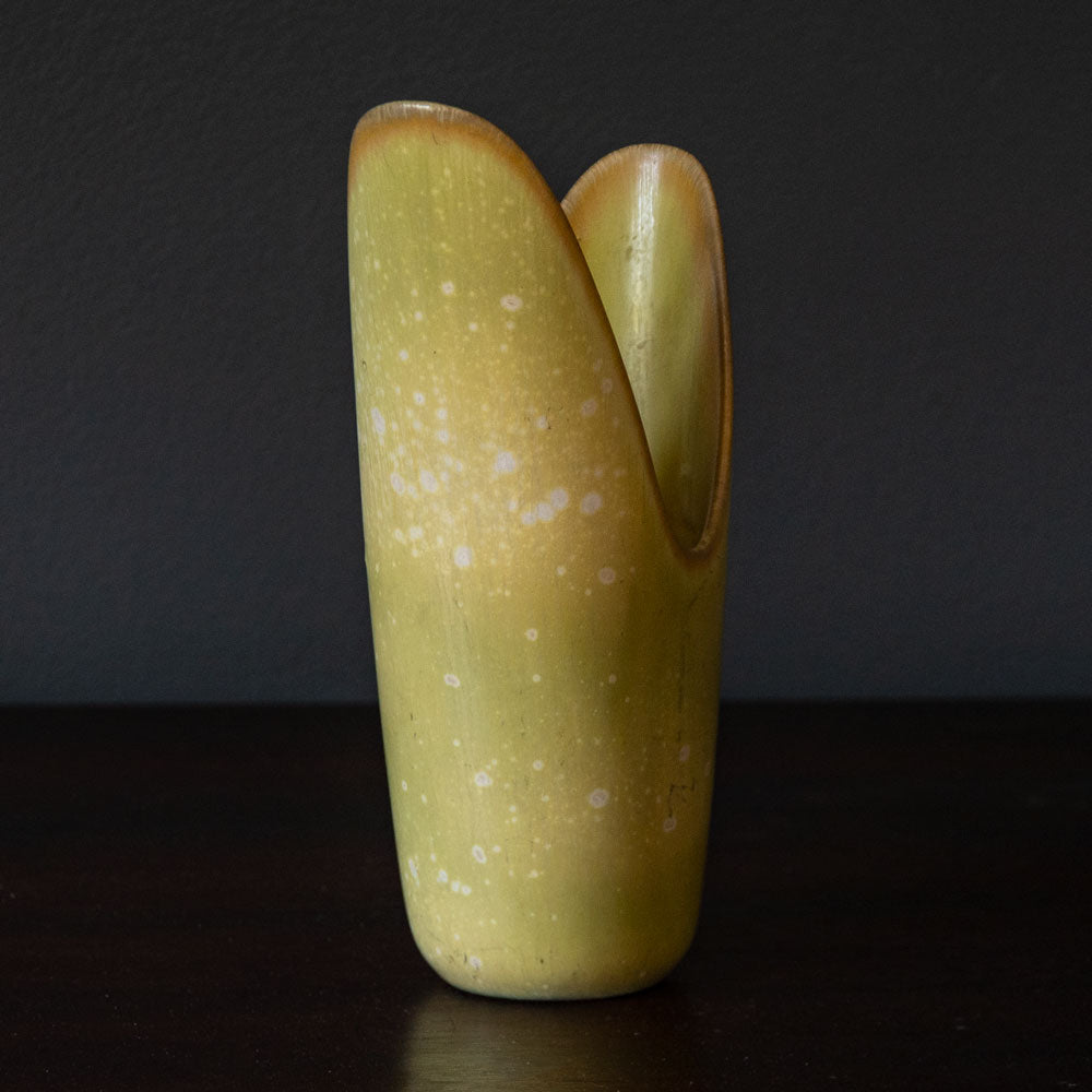 Gunnar Nylund for Rorstrand, asymmetrical vase with yellow glaze H1098