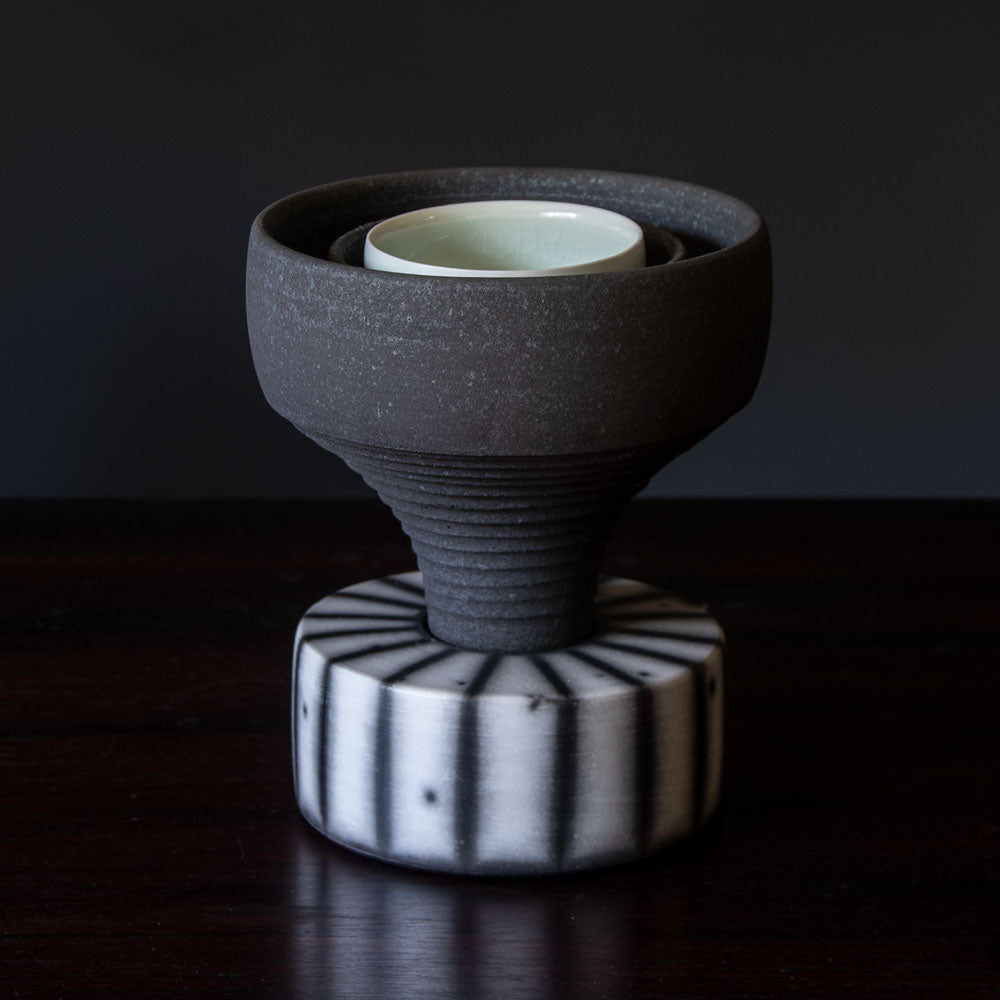 Tim Andrews, UK earthenware raku multi-part sculptural vessel H1224