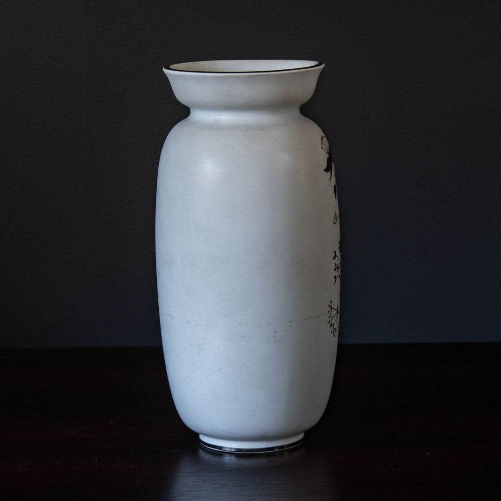 Stig Lindberg for Gustavsberg, "Grazia" stoneware vase with applied silver decoration H1133