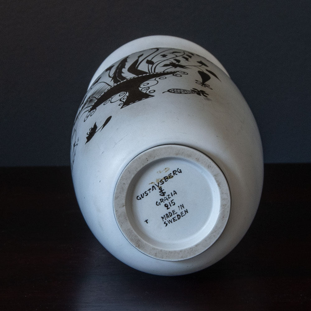 Stig Lindberg for Gustavsberg, "Grazia" stoneware vase with applied silver decoration H1133