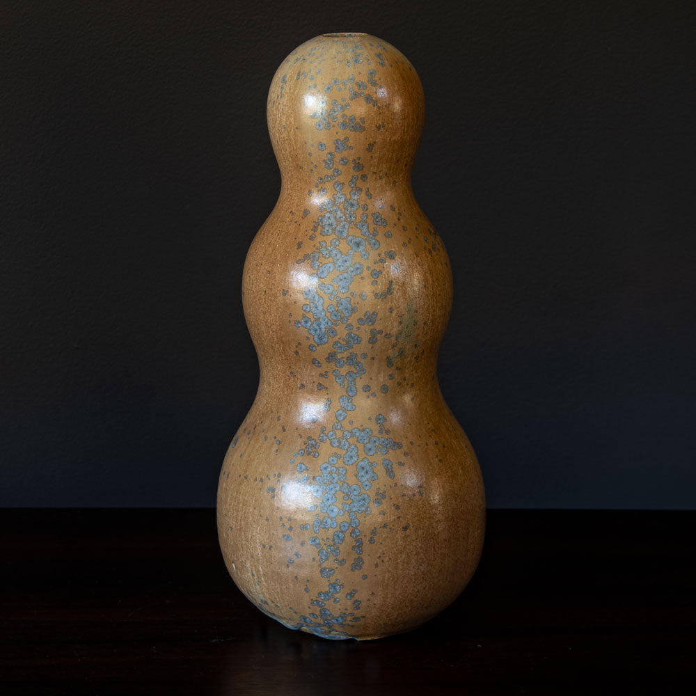 Horst Kerstan, Germany, stoneware triple gourd vase with crystalline glaze H1033