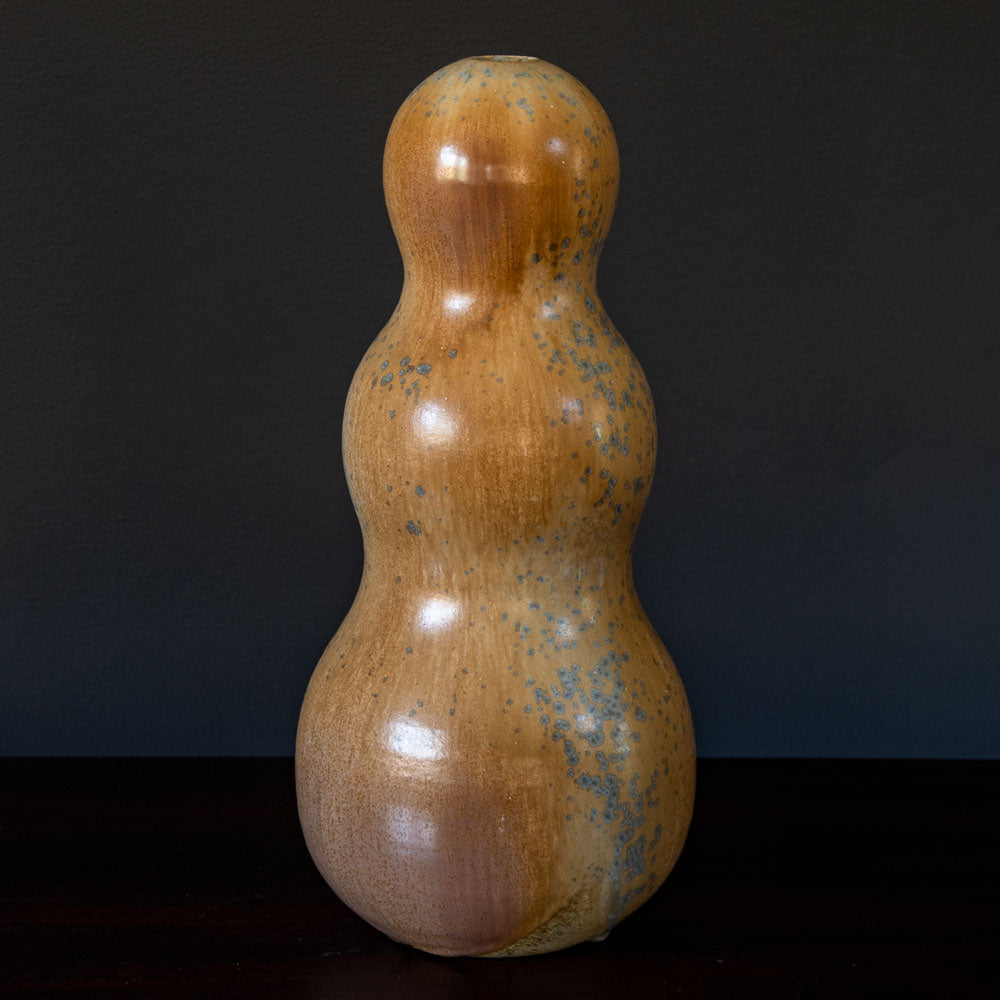 Horst Kerstan, Germany, stoneware triple gourd vase with crystalline glaze H1033