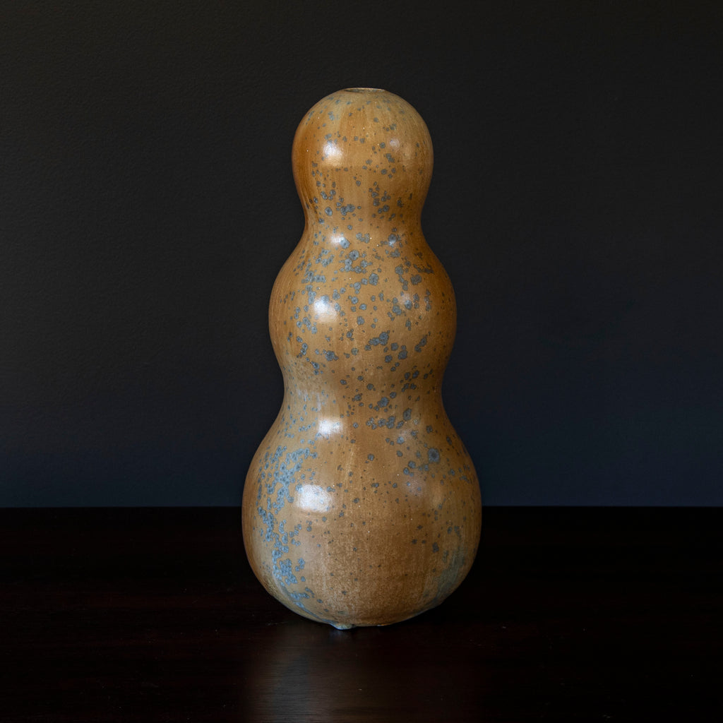 Horst Kerstan, Germany, stoneware triple gourd vase with crystalline glaze H1033