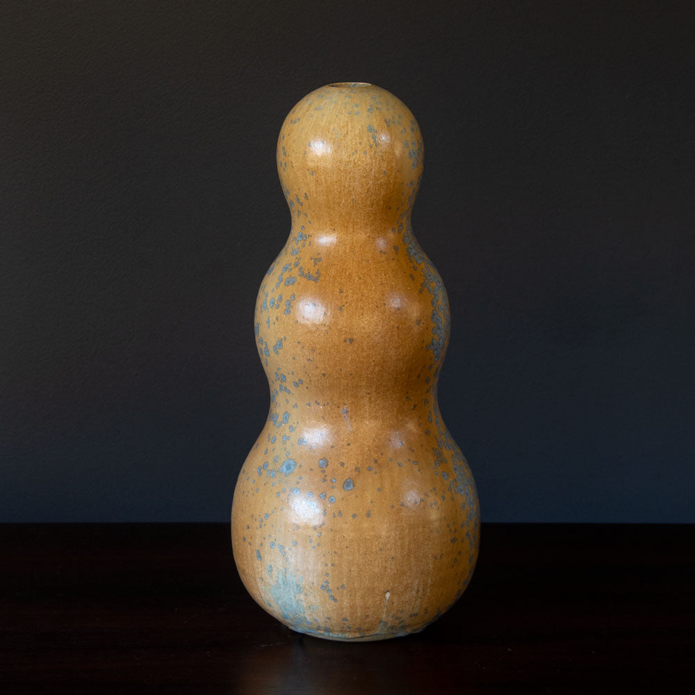 Horst Kerstan, Germany, stoneware triple gourd vase with crystalline glaze H1033