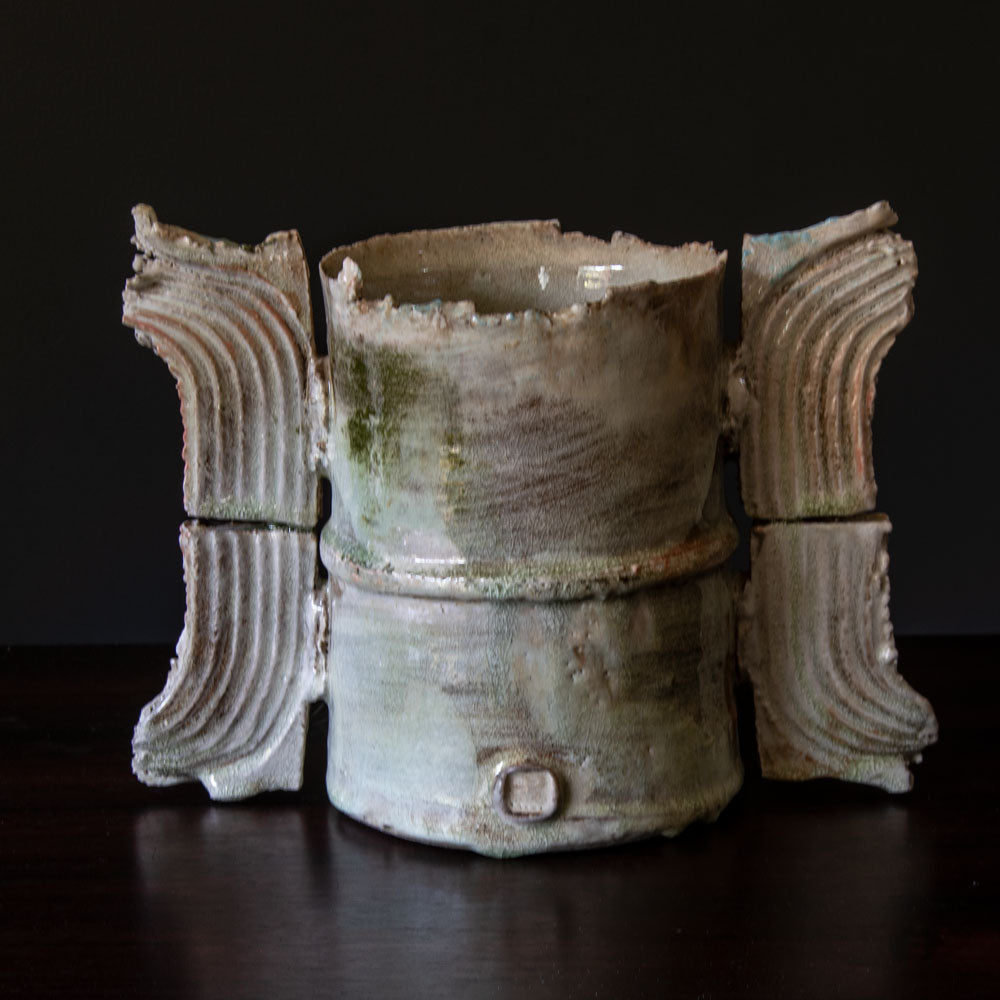 Colin Pearson, own studio, UK, unique stoneware "Winged Form" vessel H1117