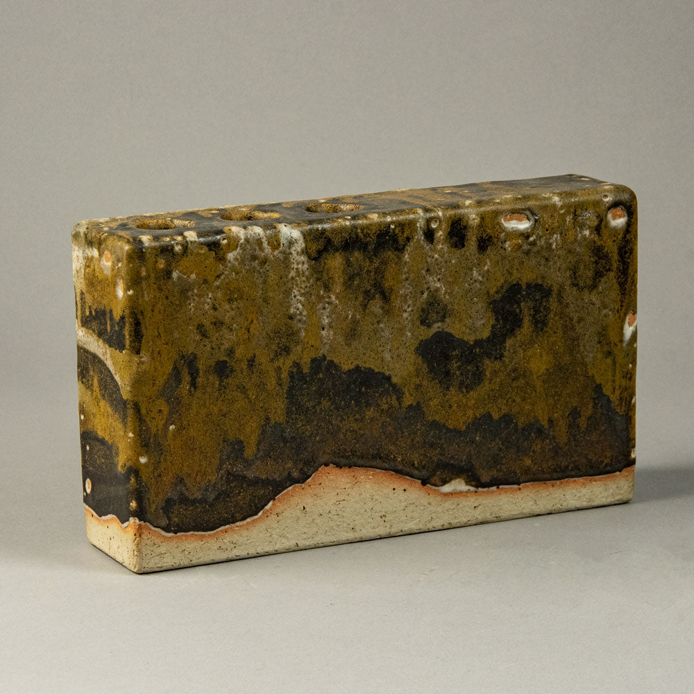 Konrad Quillman, Germany, sculptural vessel with brown glaze F8311