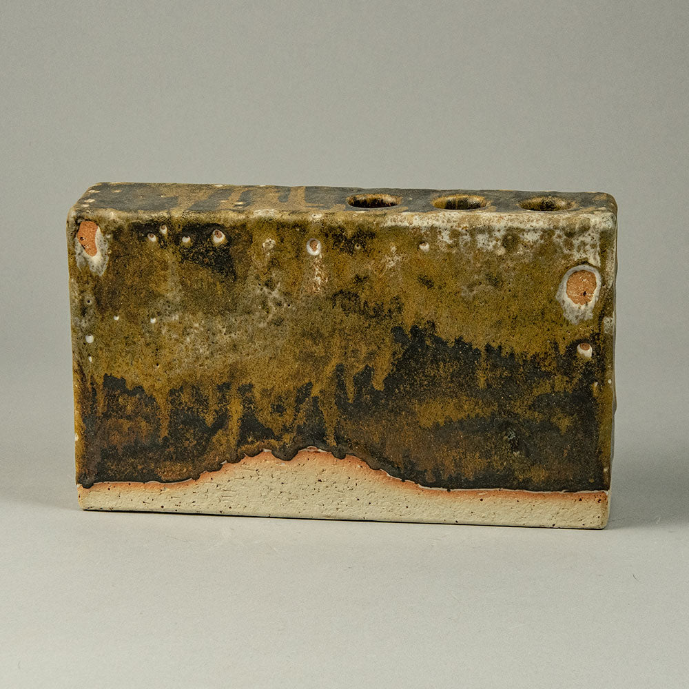 Konrad Quillman, Germany, sculptural vessel with brown glaze F8311