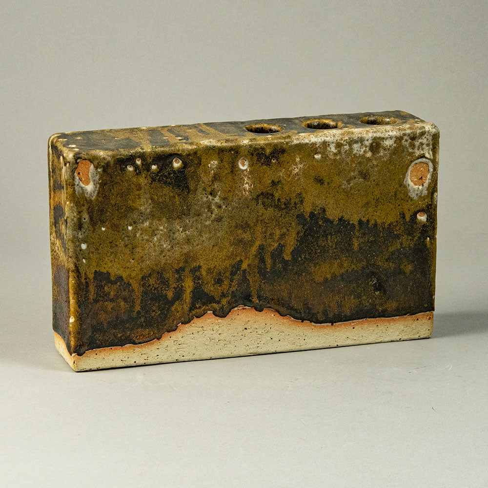 Konrad Quillman, Germany, sculptural vessel with brown glaze F8311