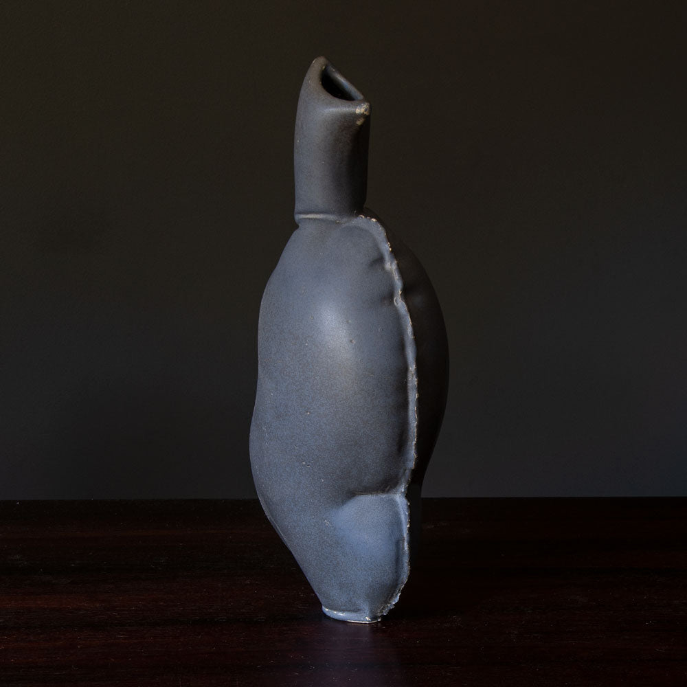 Mia Göransson, Sweden, sculptural vessel with matte blue glaze G9135