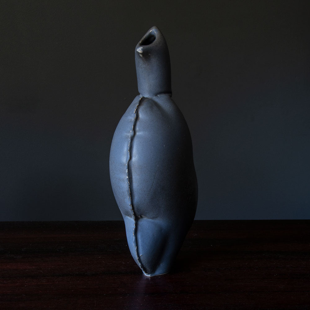 Mia Göransson, Sweden, sculptural vessel with matte blue glaze G9135