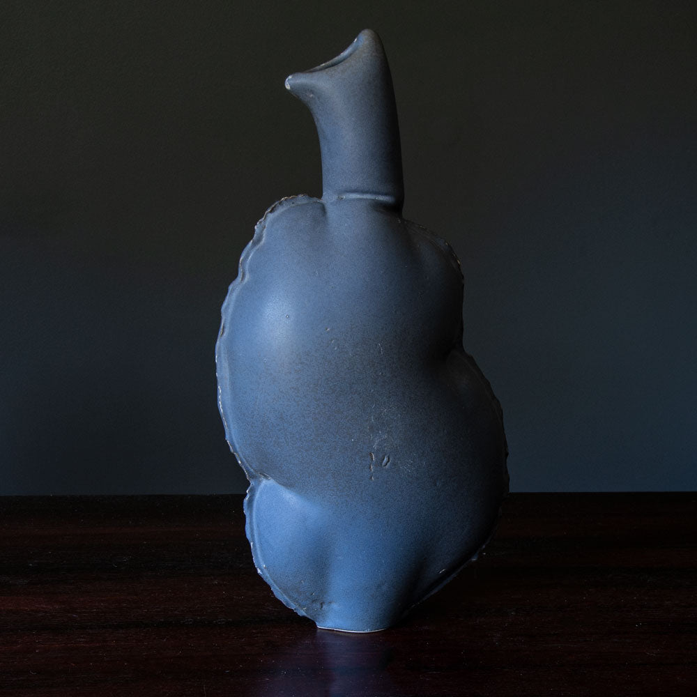 Mia Göransson, Sweden, sculptural vessel with matte blue glaze G9135
