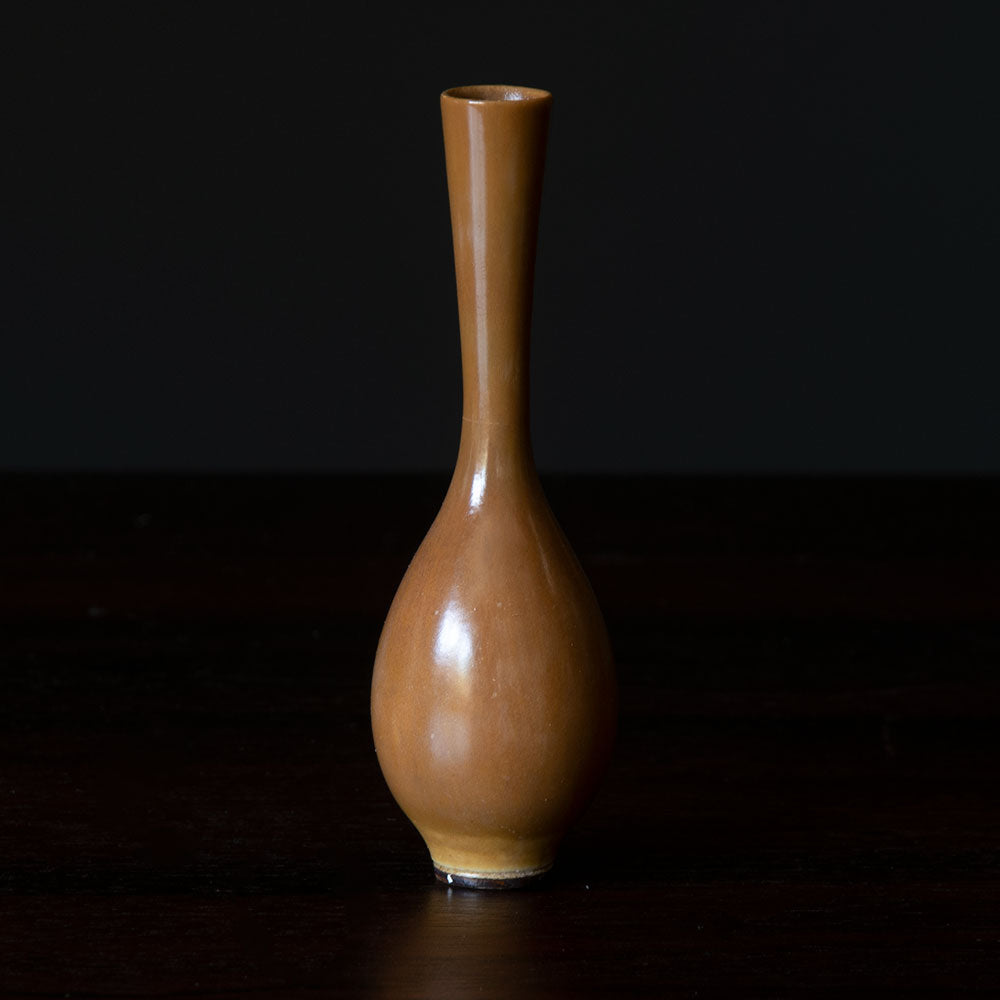 Berndt Friberg for Gustavsberg miniature longnecked vase with brown glaze G9351