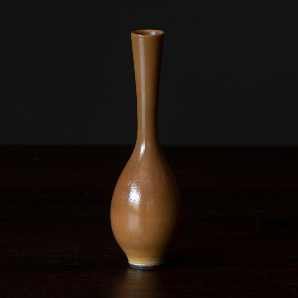 Berndt Friberg for Gustavsberg miniature longnecked vase with brown glaze G9351