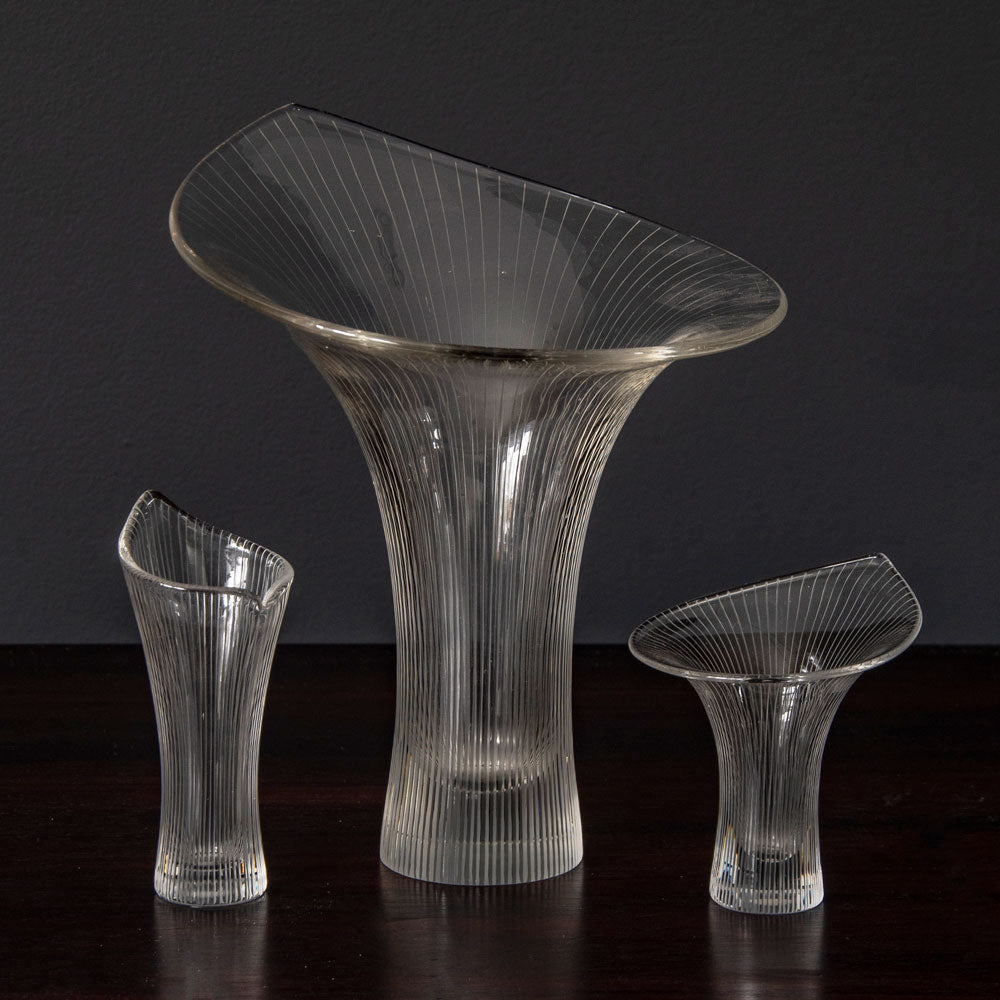 Three engraved Chanterelle vases by Tapio Wirkkala for Iittala