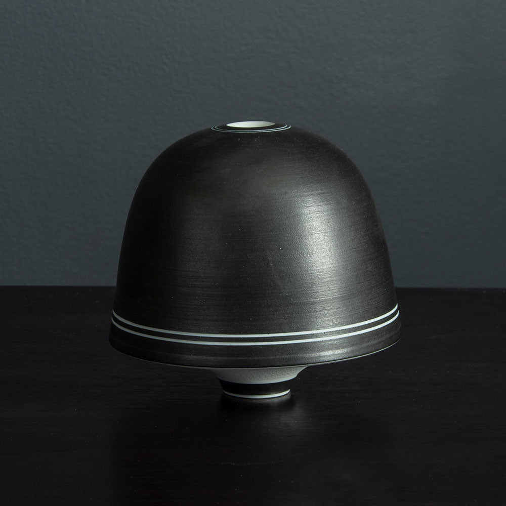 Horst Göbbels, own studio, Germany, sculptural vessel with black and white glaze H1000