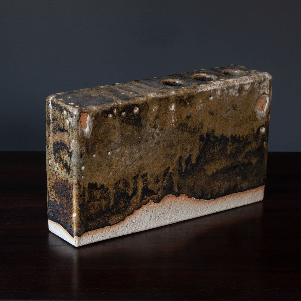 Konrad Quillman, Germany, sculptural vessel with brown glaze F8311