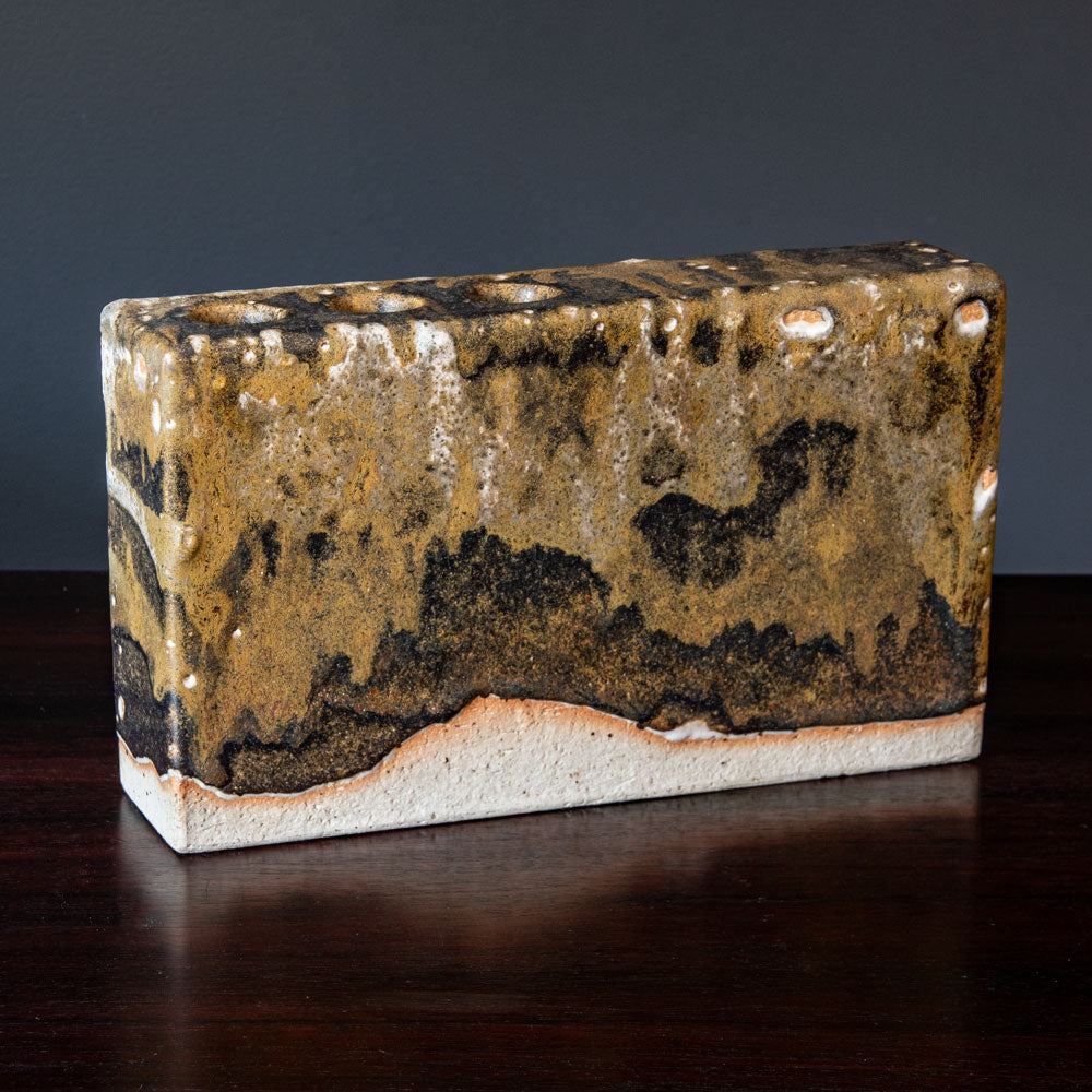 Konrad Quillman, Germany, sculptural vessel with brown glaze F8311