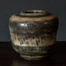 Carl Halier for Royal Copenhagen, Denmark, unique stoneware vase with dripping matte gray, buff and pale blue glaze N5806