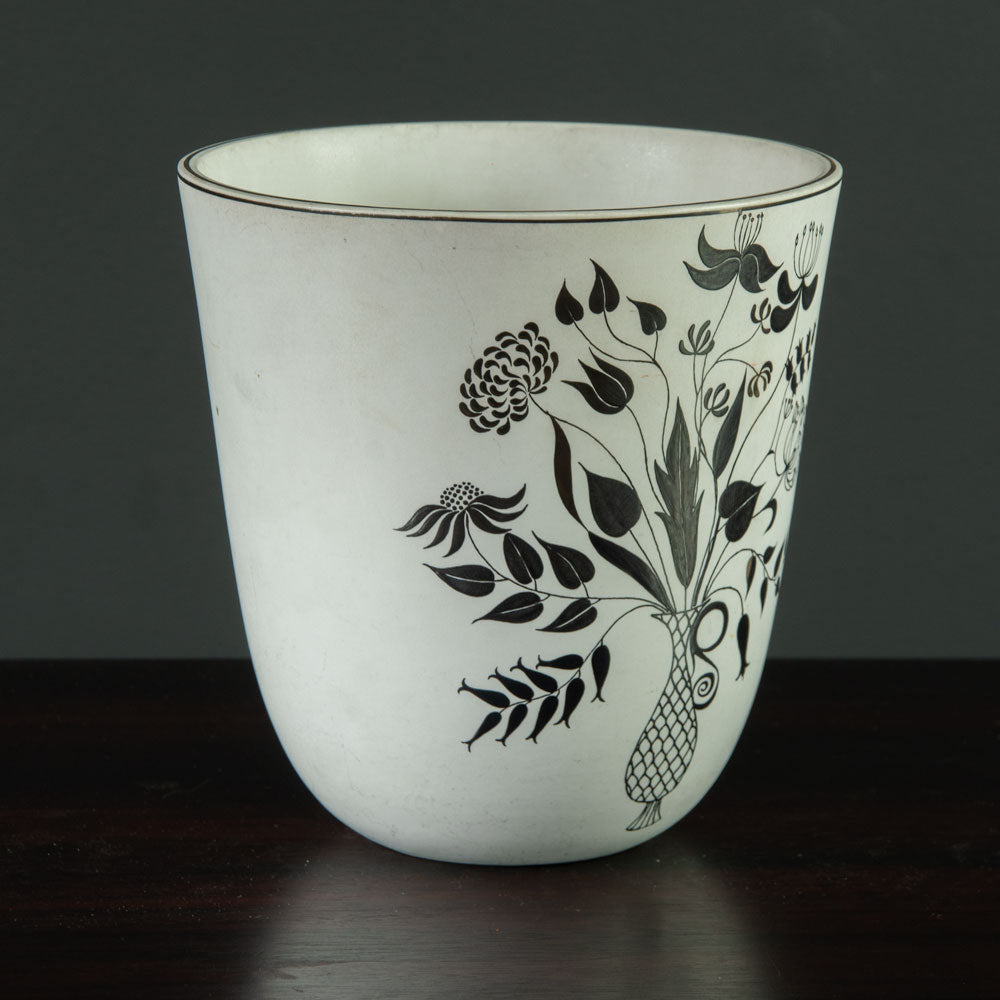 Stig Lindberg for Gustavsberg, "Grazia" stoneware vase with applied silver decoration G9516