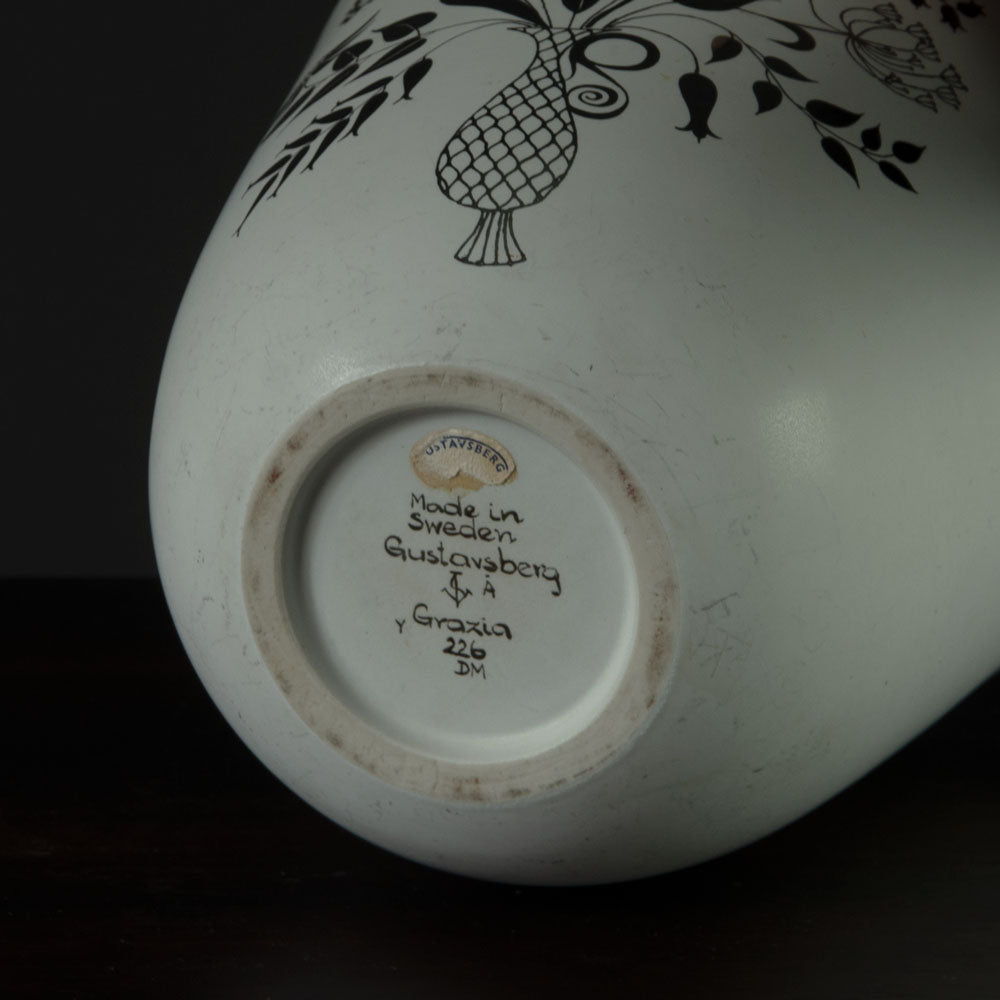 Stig Lindberg for Gustavsberg, "Grazia" stoneware vase with applied silver decoration G9516