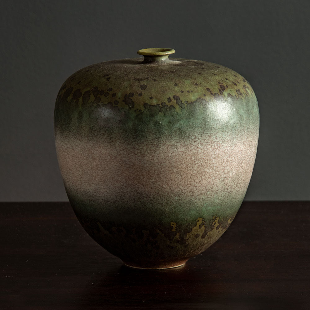 Elizabeth Pluquet-Ulrich, Germany, unique stoneware vase with matte crystalline glaze H1057