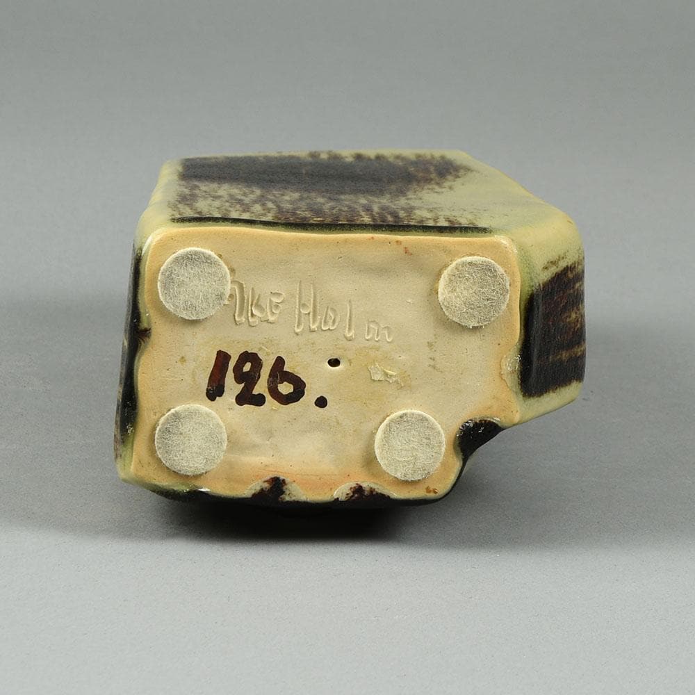 Åke Holm , Sweden, unique stoneware sculpture with oxblood and celadon glaze N6258