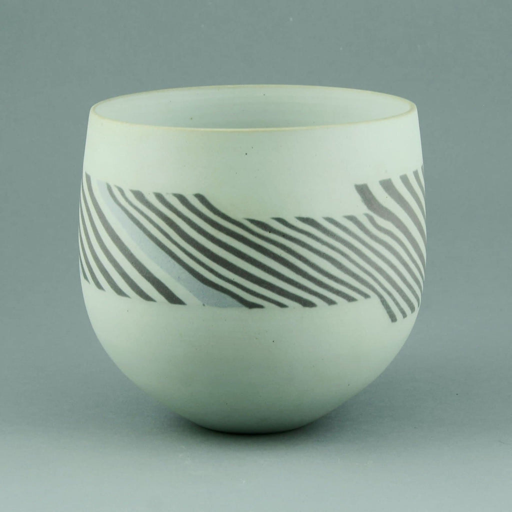 Antje and Rainer Doss, stoneware vase with line pattern to body