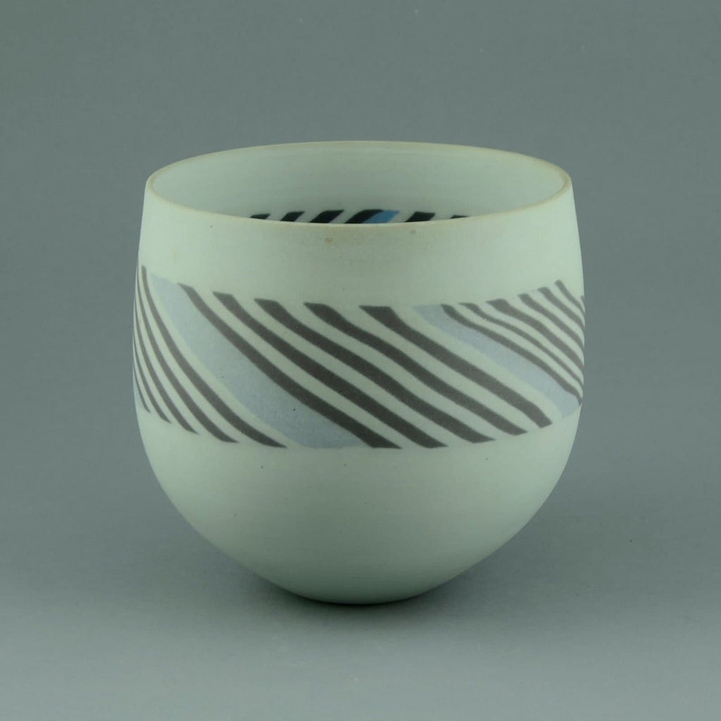 Antje and Rainer Doss, stoneware vase with line pattern to body