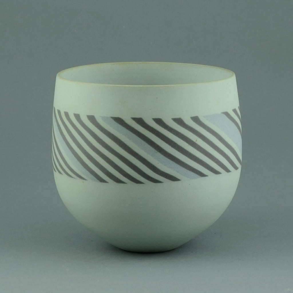Antje and Rainer Doss, stoneware vase with line pattern to body