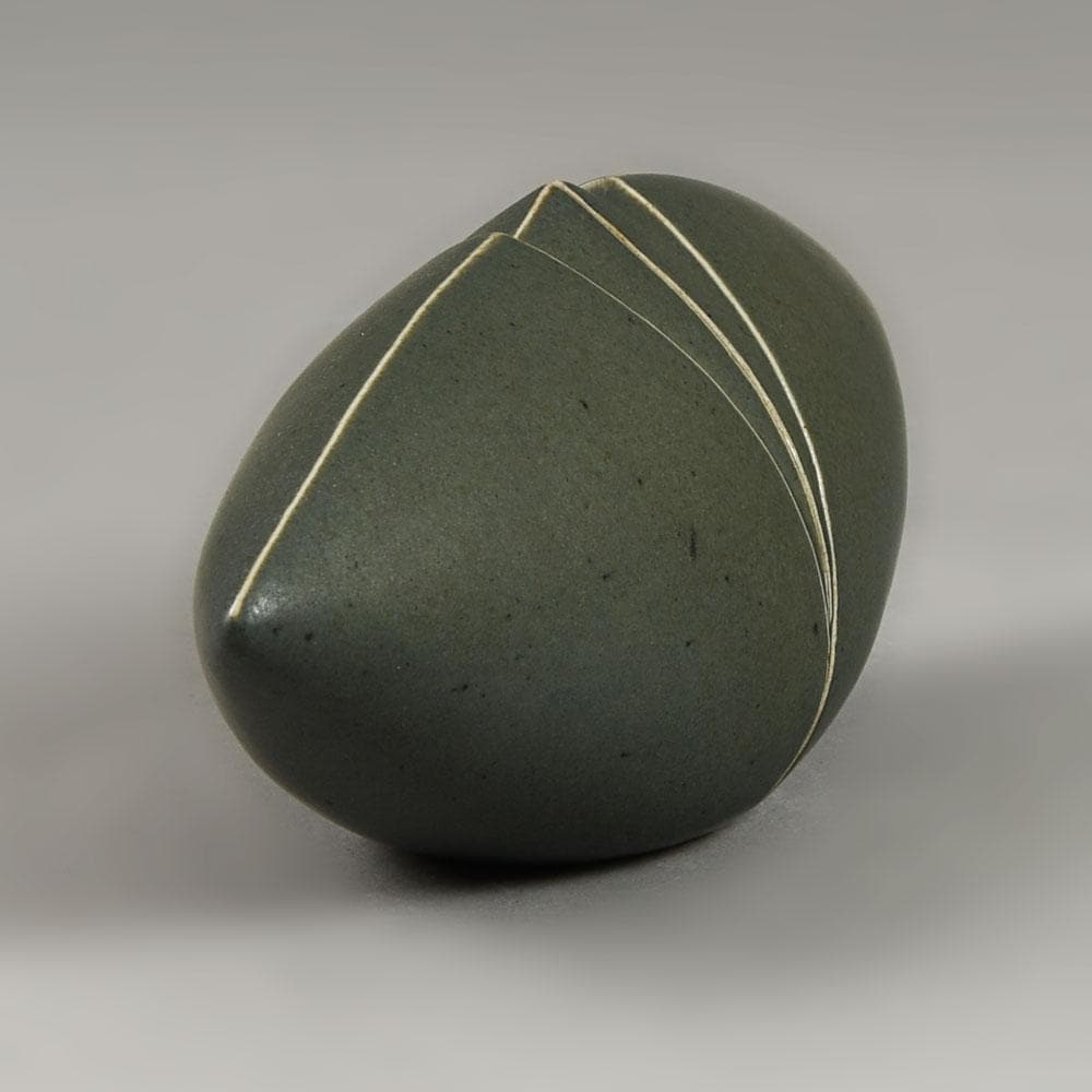 Antje Wiewinner, Germany, unique stoneware sculptural form with gray matte glaze E7379